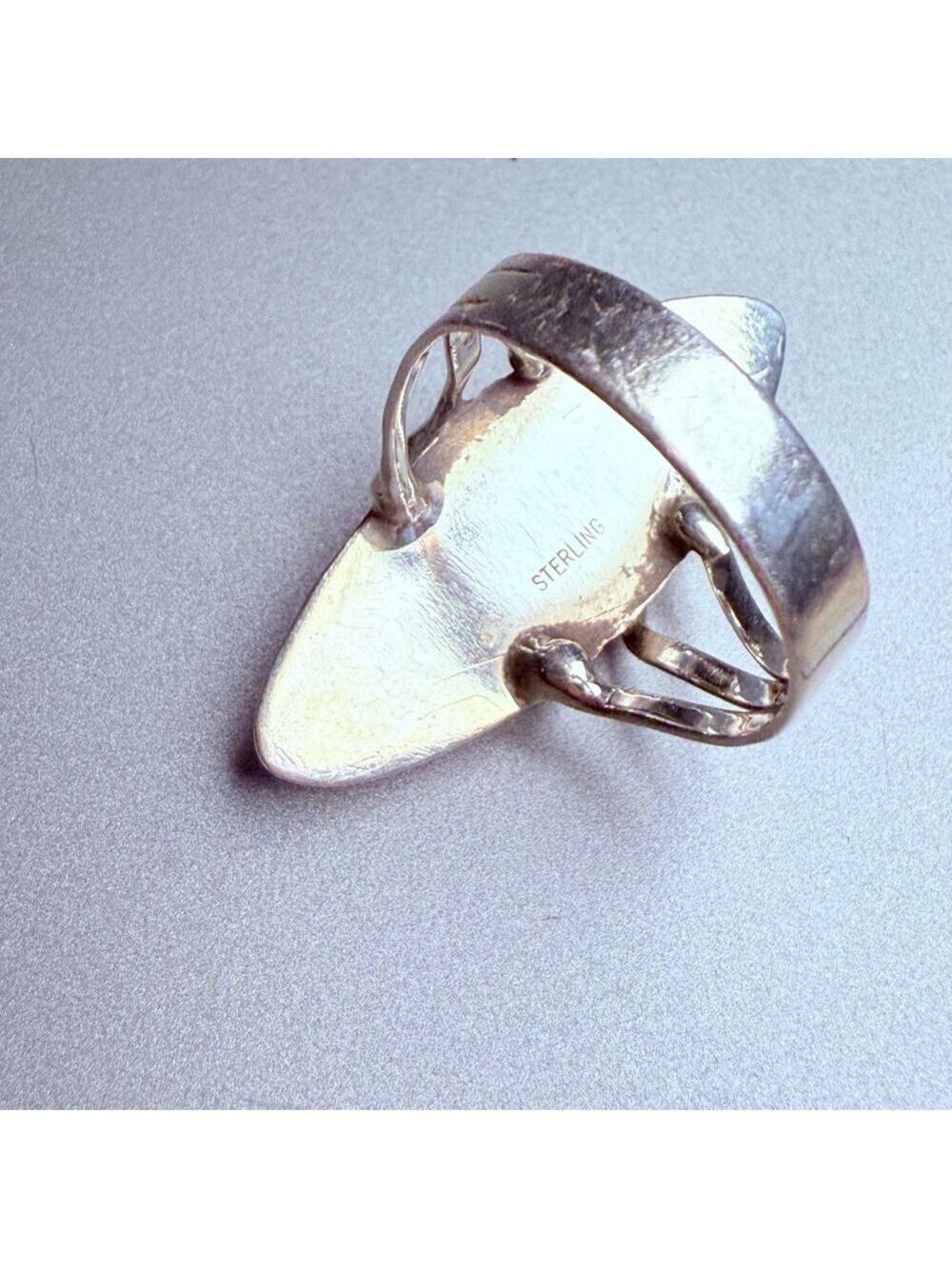 RARE Native American Hopi BIG Torpedo Dome Sterling Silver Modernist Ring VTG - Picture 3 of 8